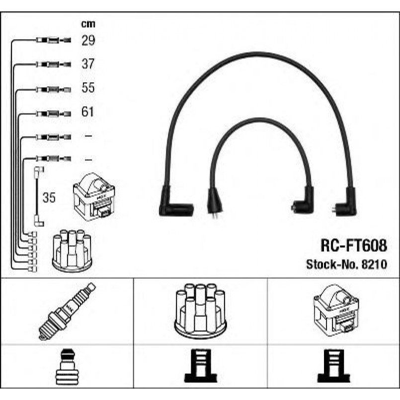 8210  (RC-FT608)  NGK - Комплект проводів запалювання