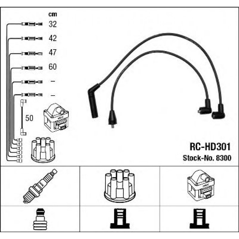 8300  (RC-HD301)  NGK - Комплект проводів запалювання