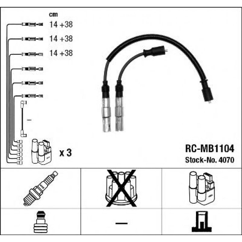 4070  (RC-MB1104)  NGK - Комплект проводів запалювання