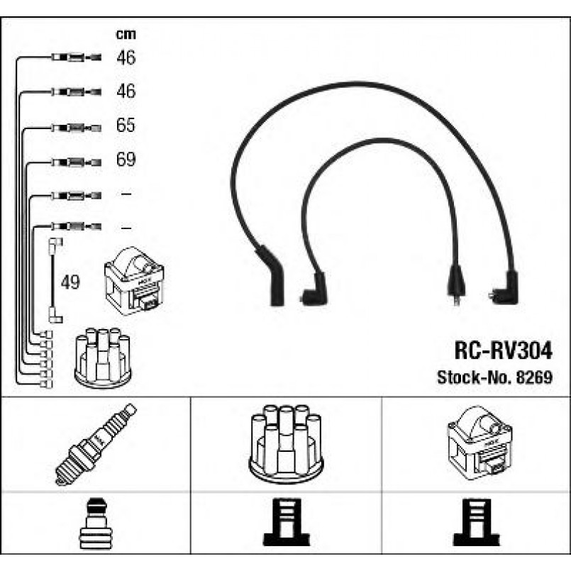 8269  (RC-RV304)  NGK - Комплект проводів запалювання