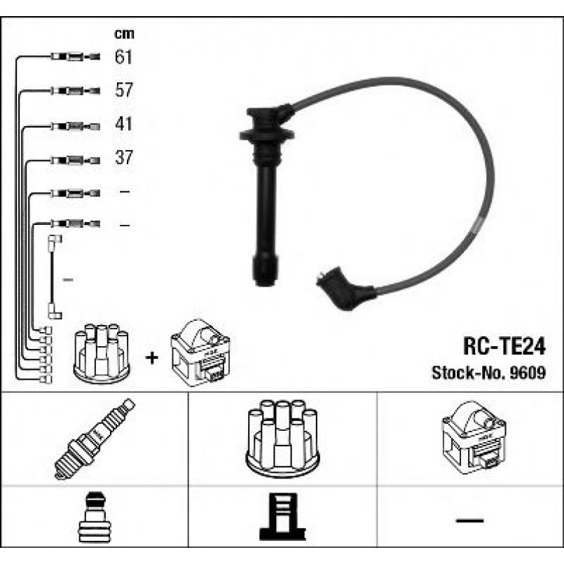 9609  (RC-TE24)  NGK - Комплект проводів запалювання