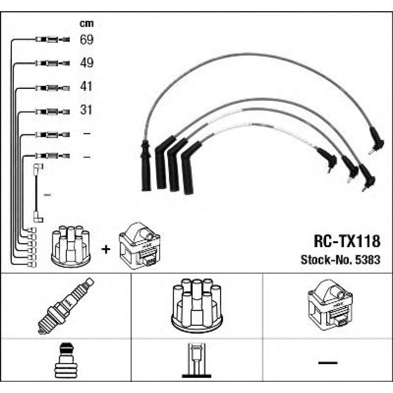 5383  (RC-TX118)  NGK - Комплект проводів запалювання