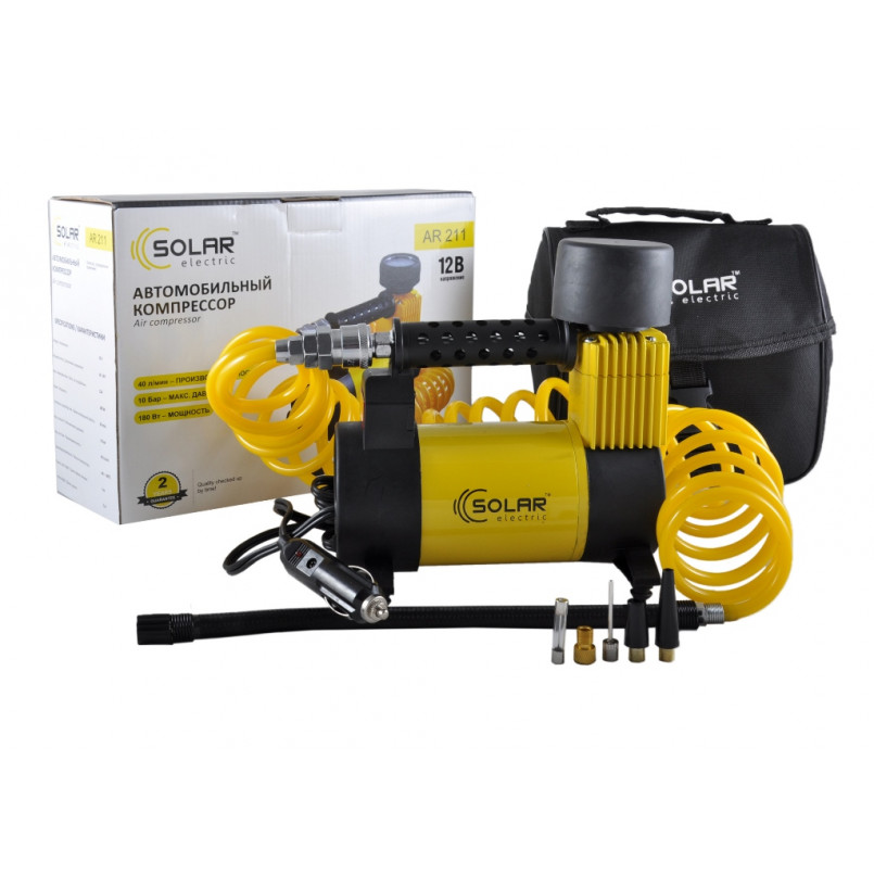 Компресор автомобільний SOLAR 10 Атм, 40 л/хв., шланг 5м (4 шт/ящ)