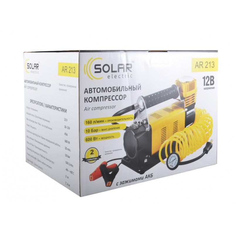 Компресор автомобільний SOLAR 10 Атм, 160 л/хв. 600Вт. (2шт/ящ)