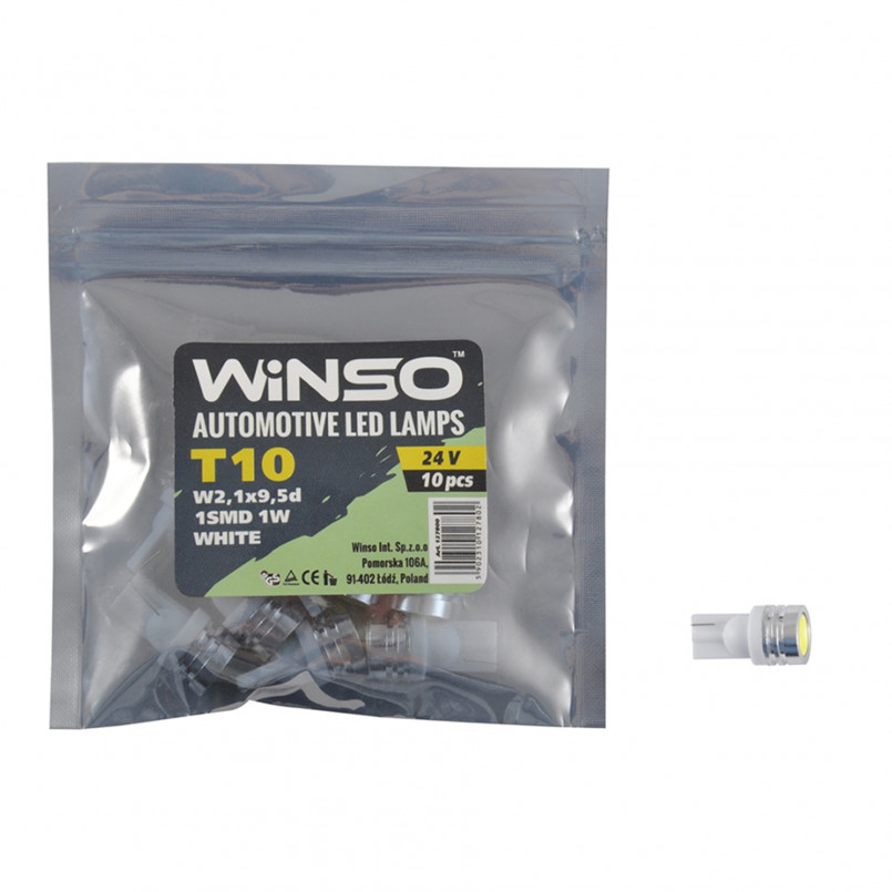 24V SMD T10 1LED 1W, white 10шт.уп