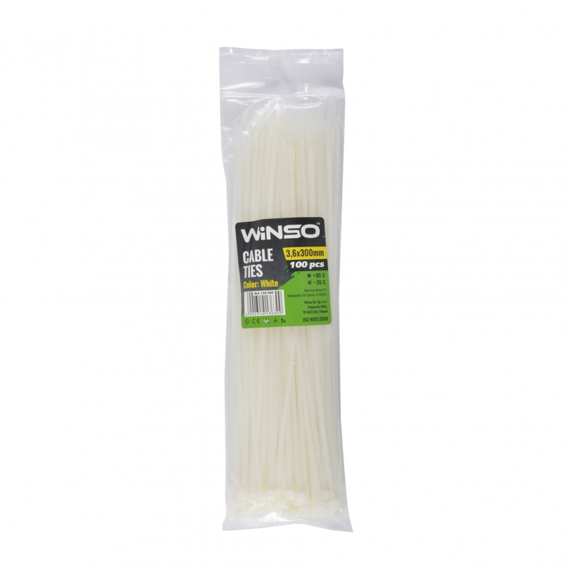 Хомути пластикові білі WINSO 3,6x300 (100шт.)