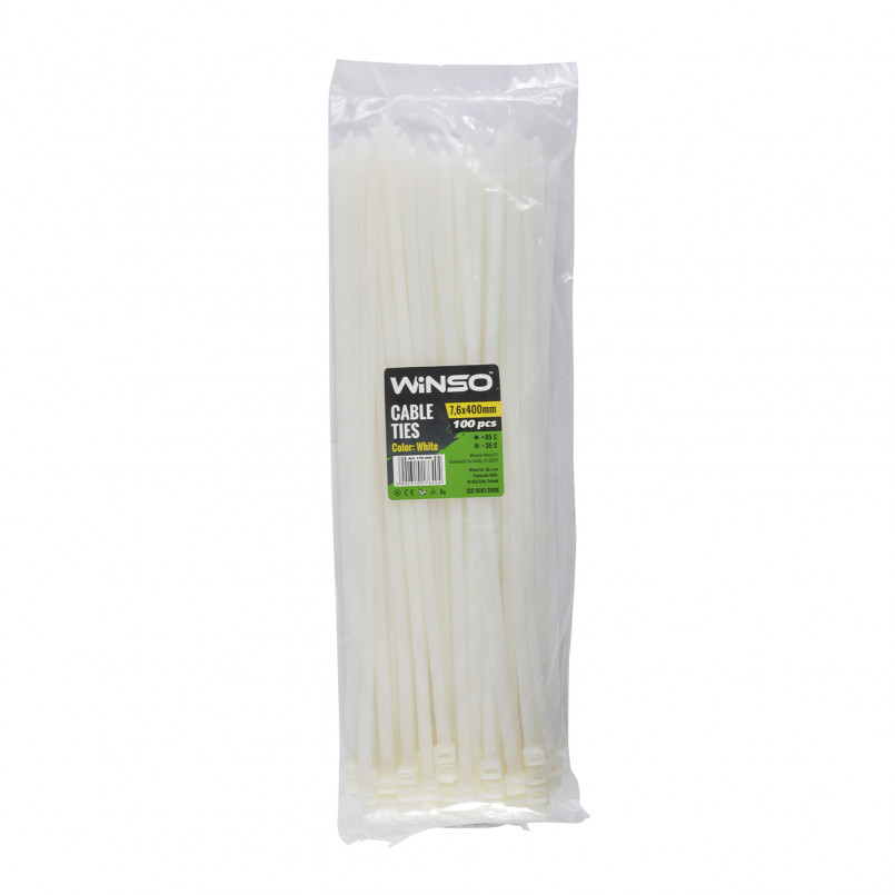 Хомути пластикові білі WINSO 7.6x400 (100шт.)