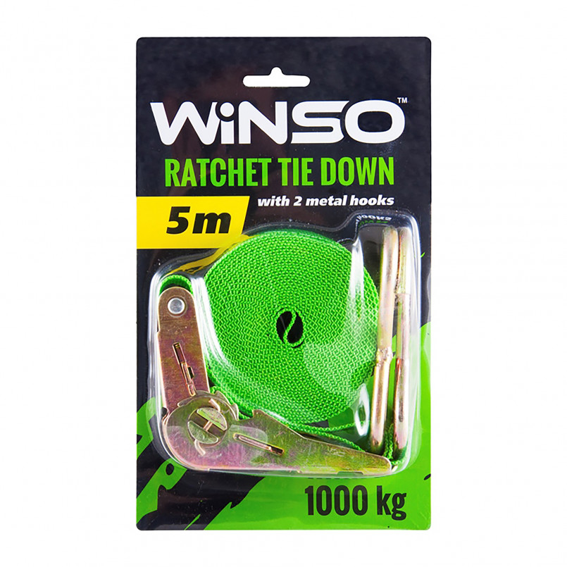 Стяжний ремінь з замком 1т.,5м., шир.ленти 25мм. WINSO, блістер