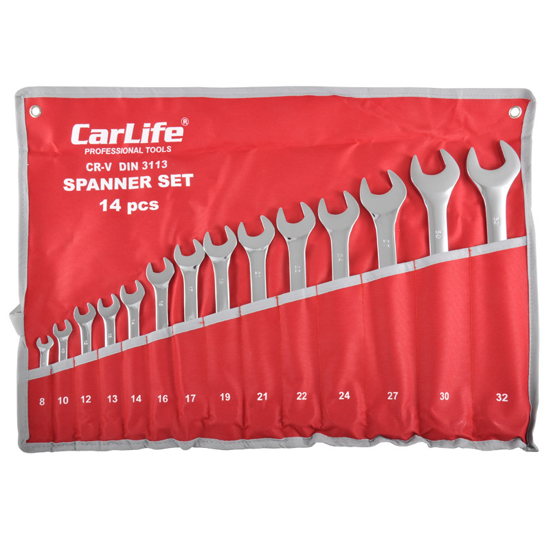 CARLIFE Набір ключів комбінованих CR-V, 14шт. 8-32 мм, 8-10-12-13-14-16-17-19-21-22-24-27-30-32