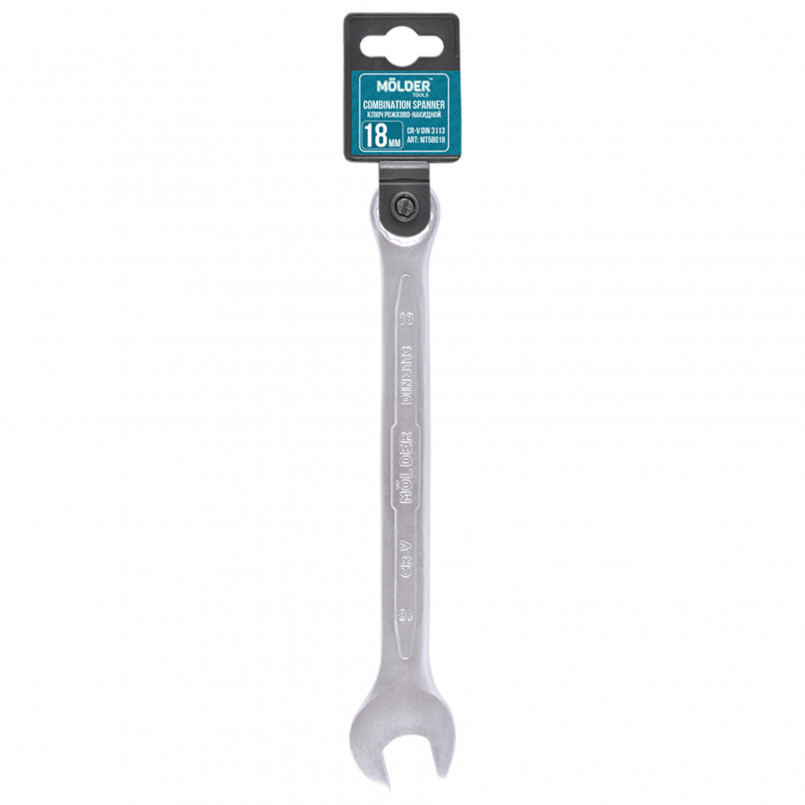 MOLDER Ключ комбінований CR-V, 18 мм, хромово-ванадієва сталь, матове, сатинове  покриття,