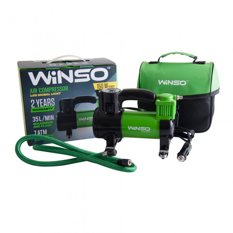 Компресор автомобільний WINSO 7 Атм, 35 л/хв.,150Вт, LEDліхтар, підсвітка манометра