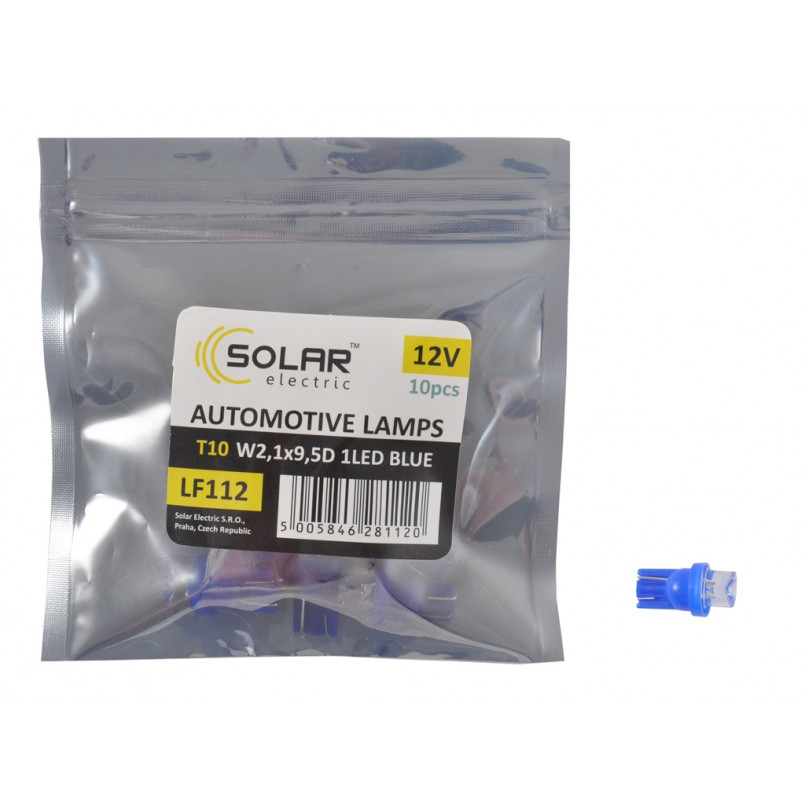 LED 12V T10 W2.1x9.5d 1leds blue 1шт. (10шт.)  Поліетилен уп.підсвічування салону