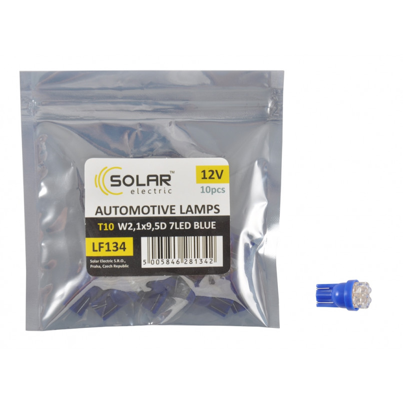 LED 12V T10 W2.1x9.5d 7leds blue 1шт. (10шт.) Поліетилен уп.