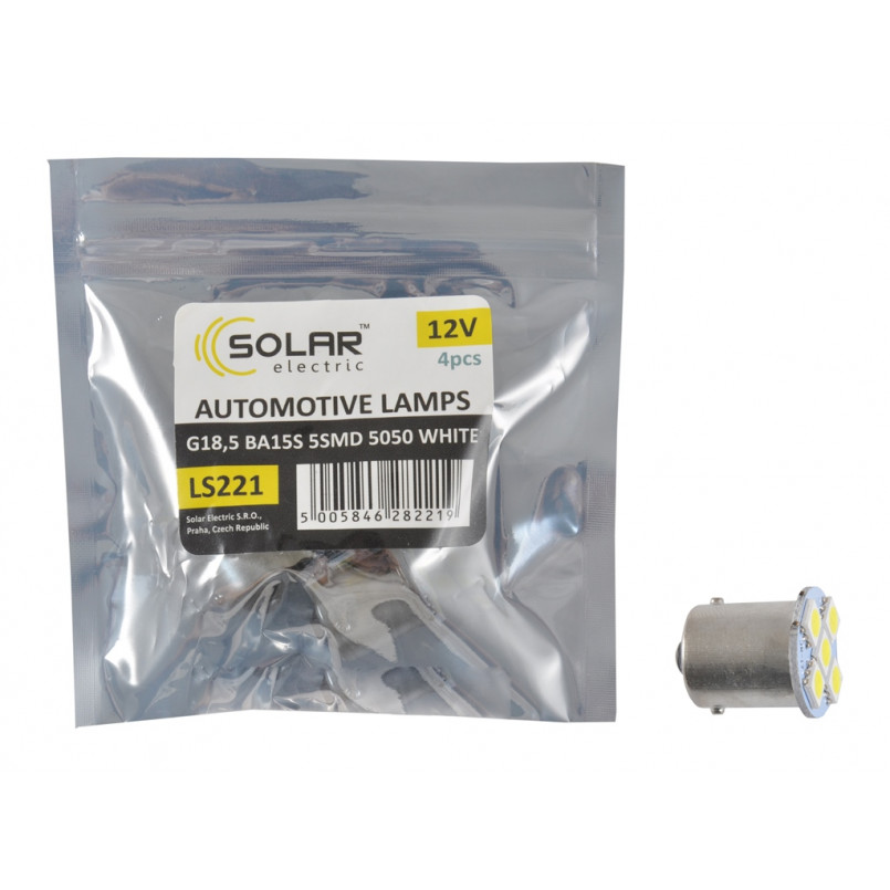 LED 12V G18.5 BA15s 5led 5050 white 1шт. (4шт.) Поліетилен уп.