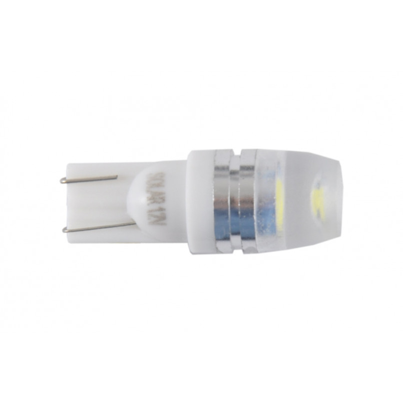 LED 12V T10 led 1W+Lens, white (10 шт.) Поліетилен уп.