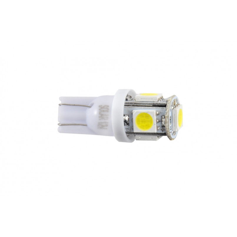 LED 12V T10 W2.1x9.5d 5leds 5050 white 1шт. (10шт.) Поліетилен уп.