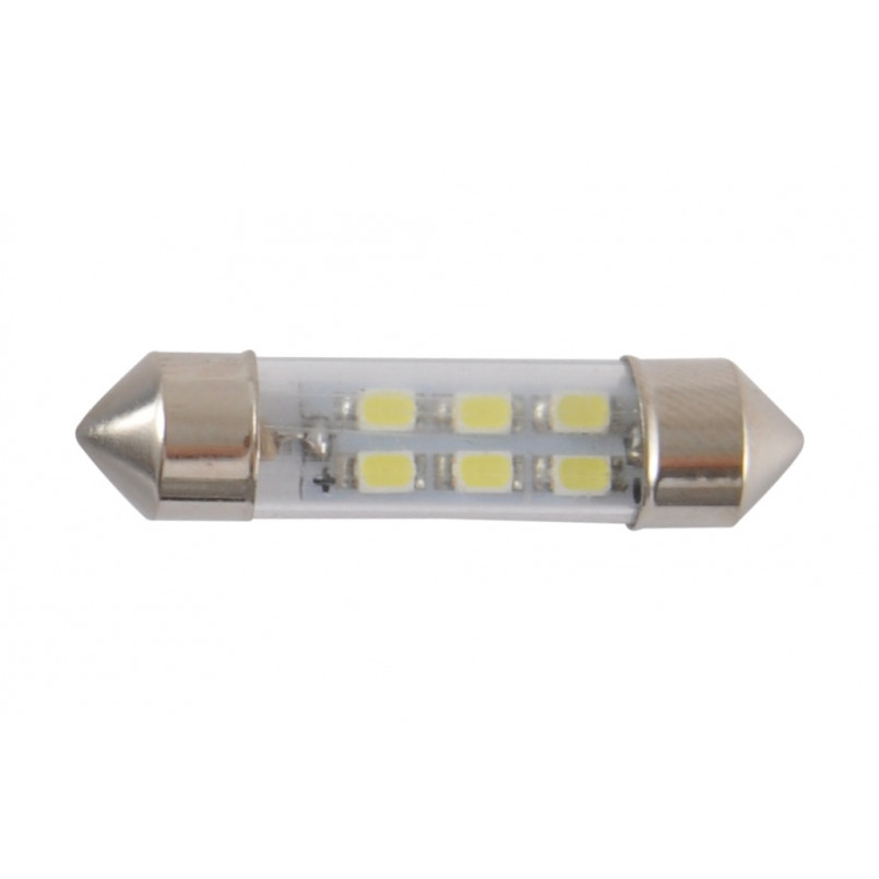 LED 12V SV8.5 T11x36mm 6led 3528 white (10 шт.) Поліетилен уп.