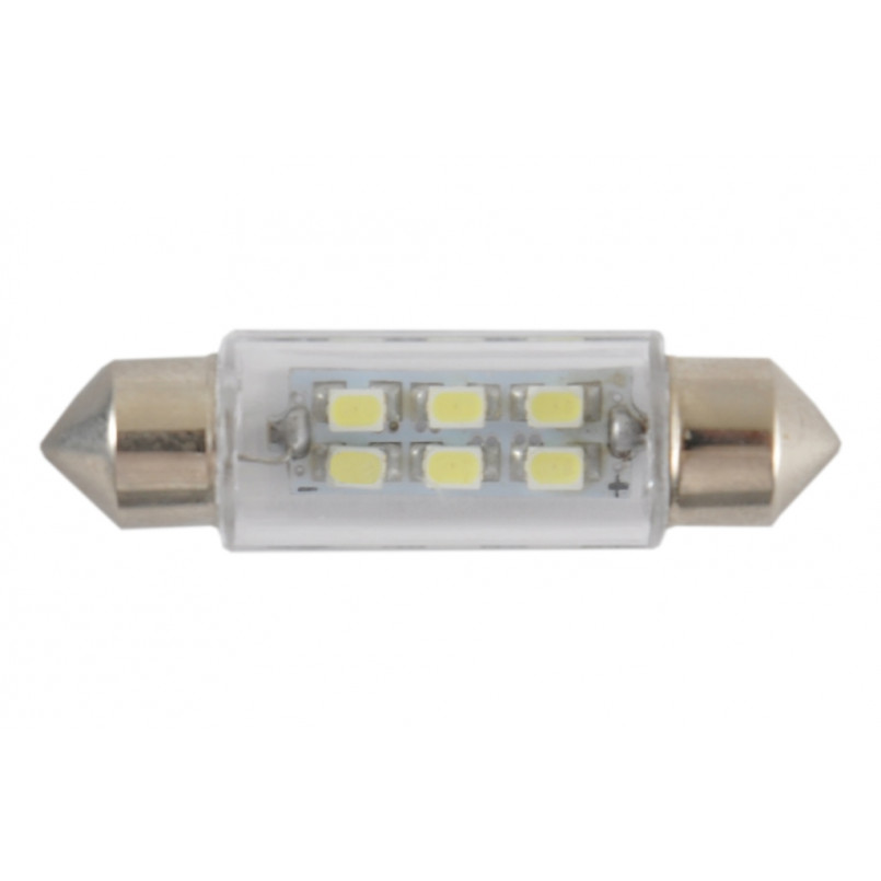 LED 12V SV8.5 T11x39mm 6led 3528 white (10 шт.) Поліетилен уп.