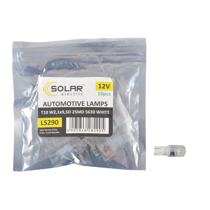 LED 12V T10 W2.1x9.5d 2led 5630 white 10шт. Поліетилен уп.