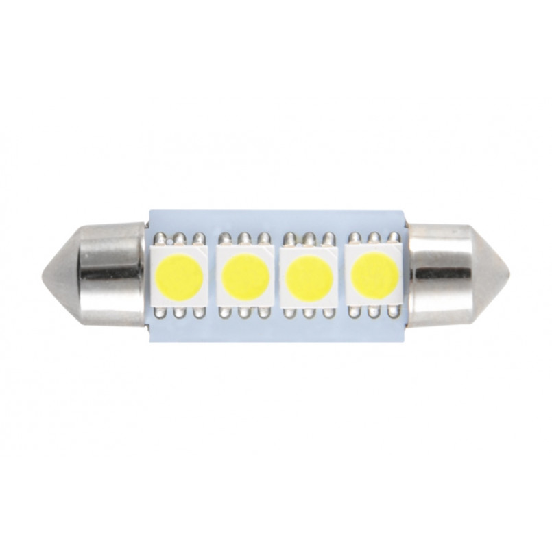 LED 12V SV8.5 T11x39 4SMD 5630 white 4 leds 10шт. Поліетилен уп