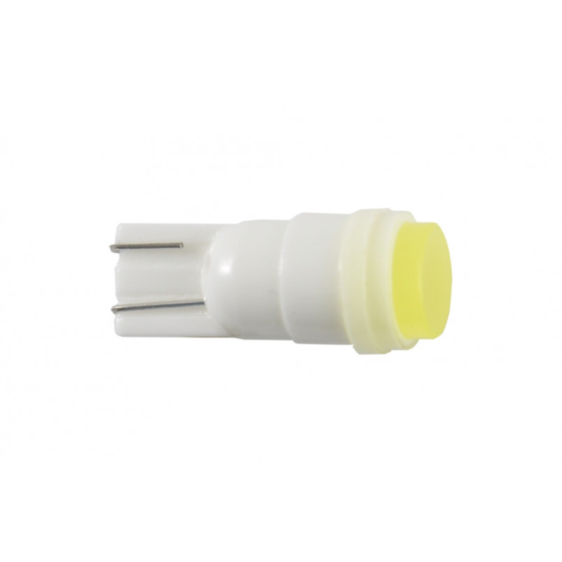 LED 12V T10 W2.1x9.5d 1SMD with lens white 1 COB 10шт. Поліетилен уп