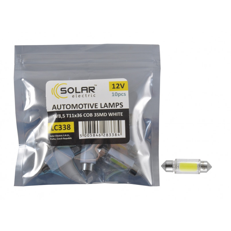 LED 12V SV8.5 T11x36 COB-3SMD white  10шт. Поліетилен уп