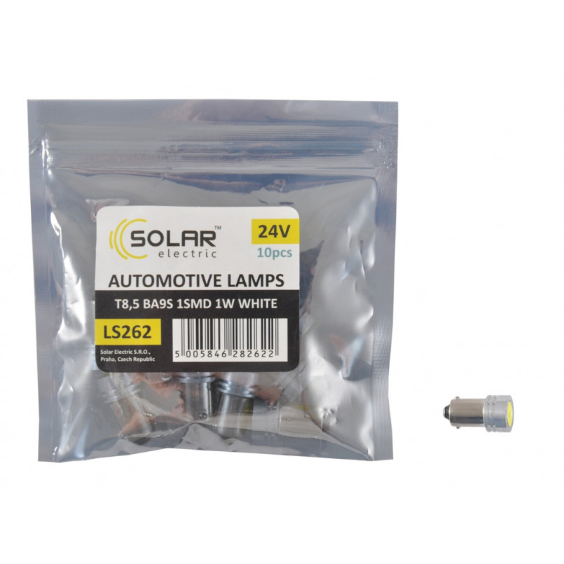 SOLAR LED 24V T8.5 BA9S SMD 1W, white (70 шт.)