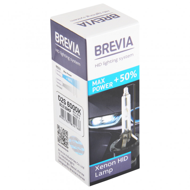 BREVIA Автолампа D2S +50%,6000K,85V,35W PK32d-2, (1шт.) XENON
