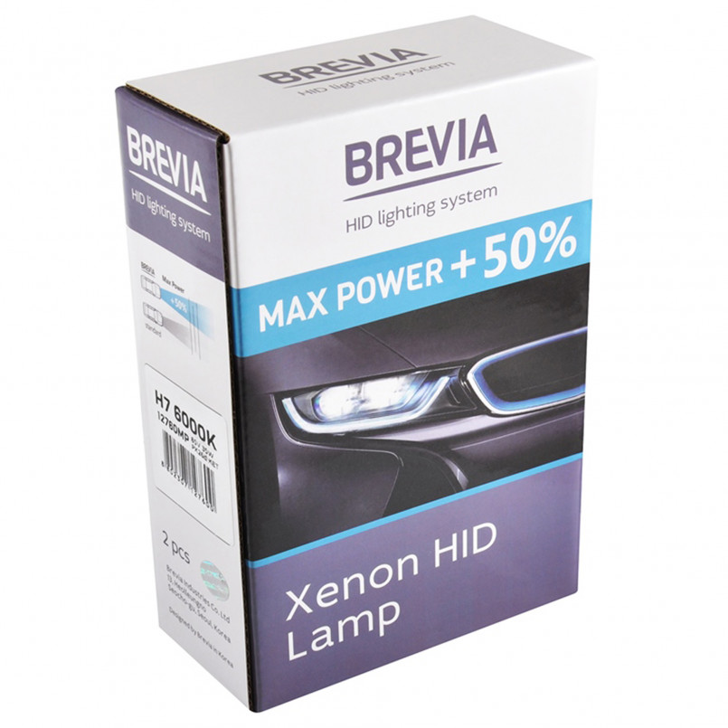 BREVIA Автолампа H7 +50%,6000K,85V,35W PX26d KET, (2шт.) XENON