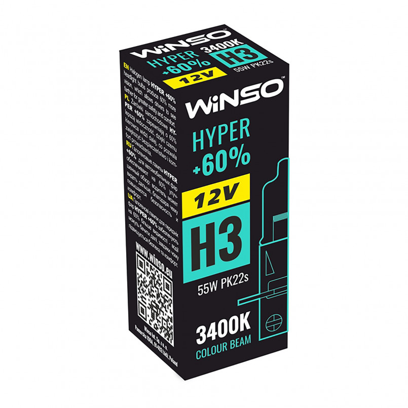12V H3 HYPER +60% 55W PK22s WINSO