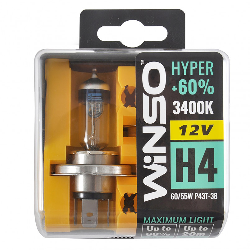 12V H4 HYPER +60% 60/55W P43t-38 SET WINSO