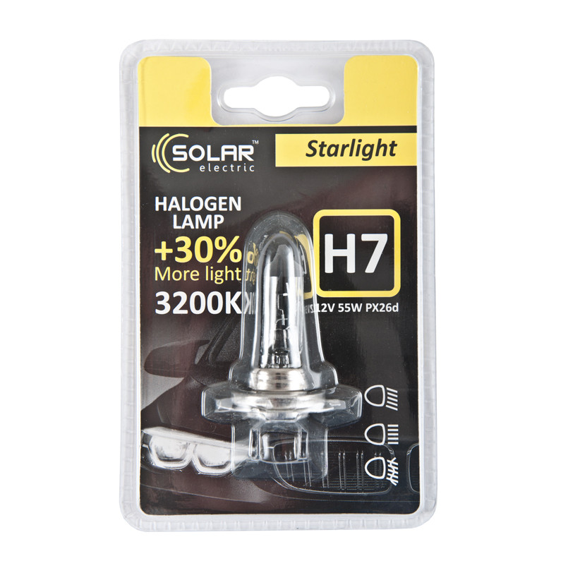 Solar H7 12V 55W PX26d Starlight + 30%, blister (10/100шт.)
