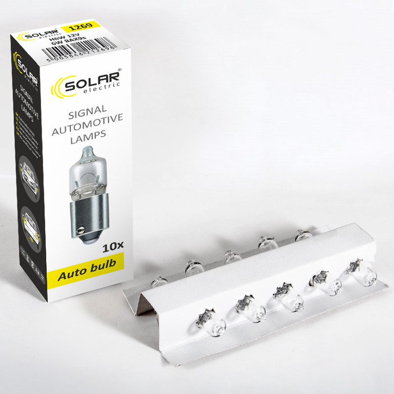 SOLAR Автолампа  H6W 12V BA9s (10шт.)