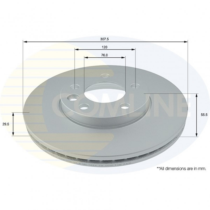 ADC1451V Comline - Диск гальмівний вентильований з покриттям