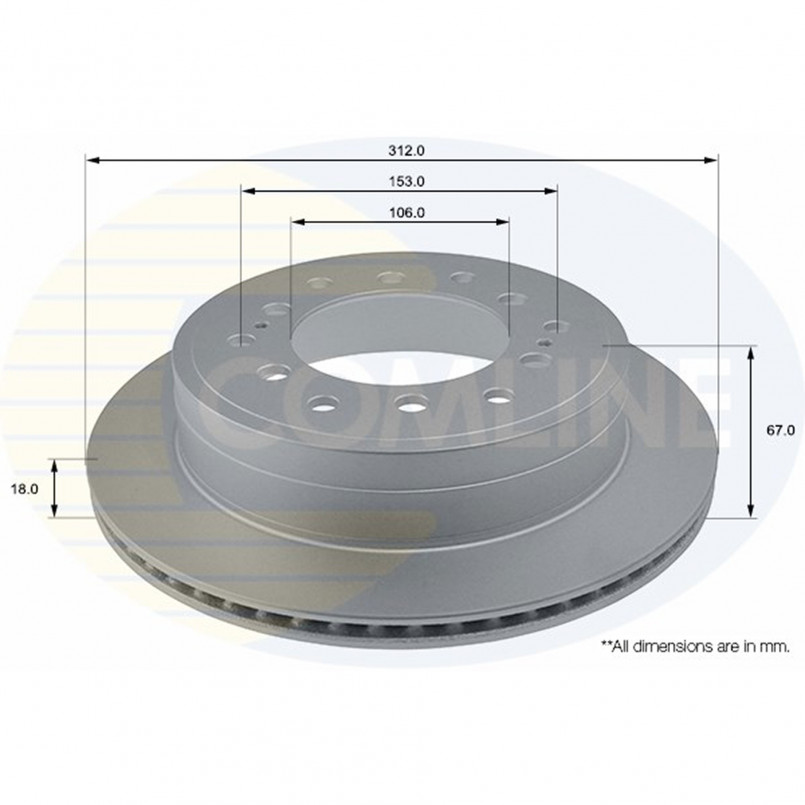 ADC0185V Comline - Диск гальмівний вентильований з покриттям