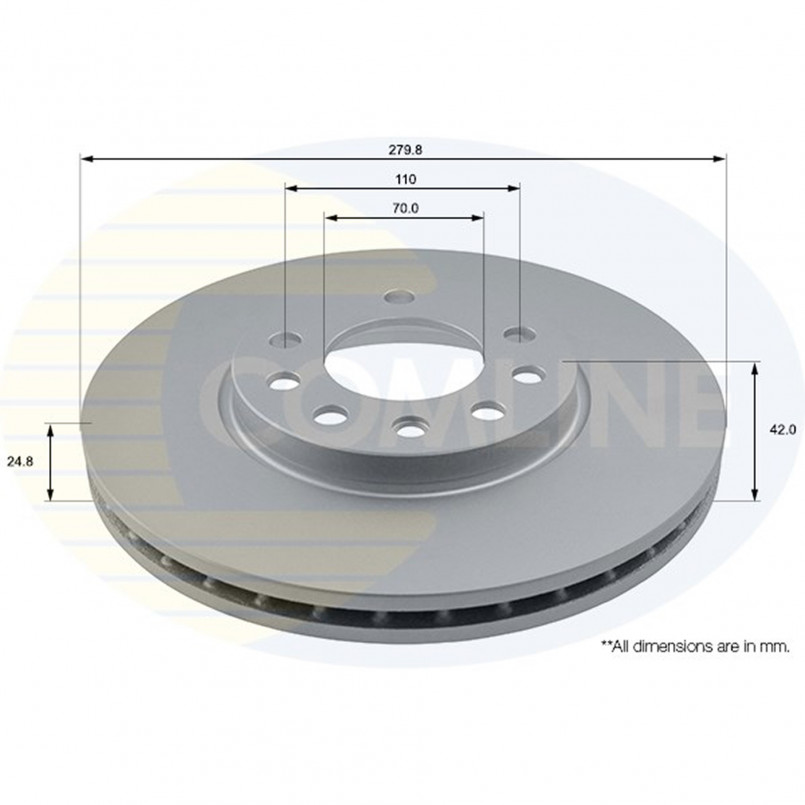 ADC1113V Comline - Диск гальмівний вентильований з покриттям