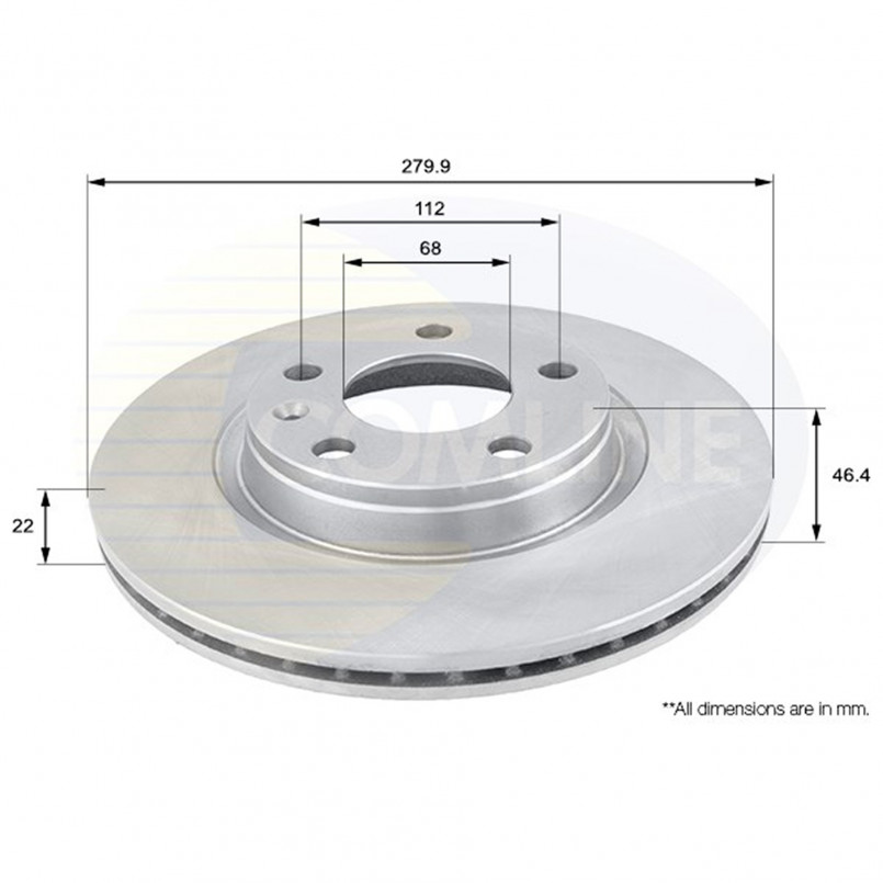 ADC1412V Comline - Диск гальмівний вентильований з покриттям