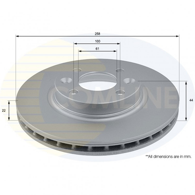 ADC2719V Comline - Диск гальмівний вентильований з покриттям