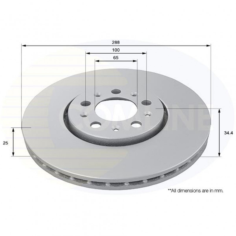ADC1420V Comline - Диск гальмівний вентильований з покриттям