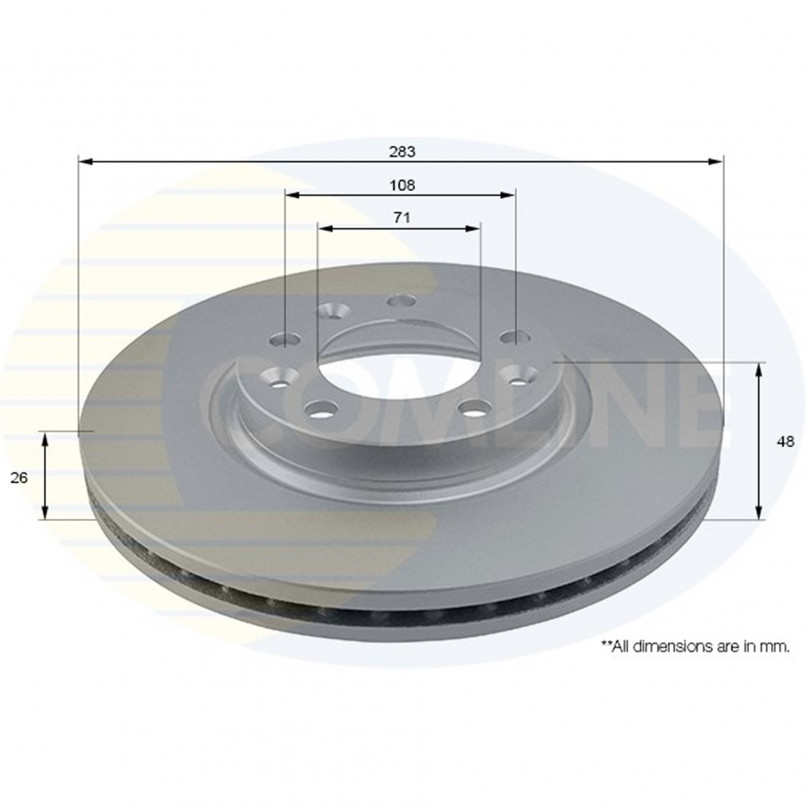 ADC2710V Comline - Диск гальмівний вентильований з покриттям