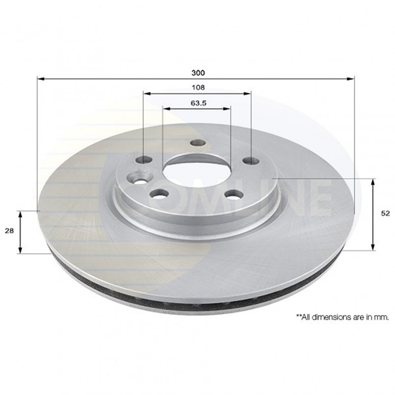 ADC1237V Comline - Диск гальмівний вентильований з покриттям
