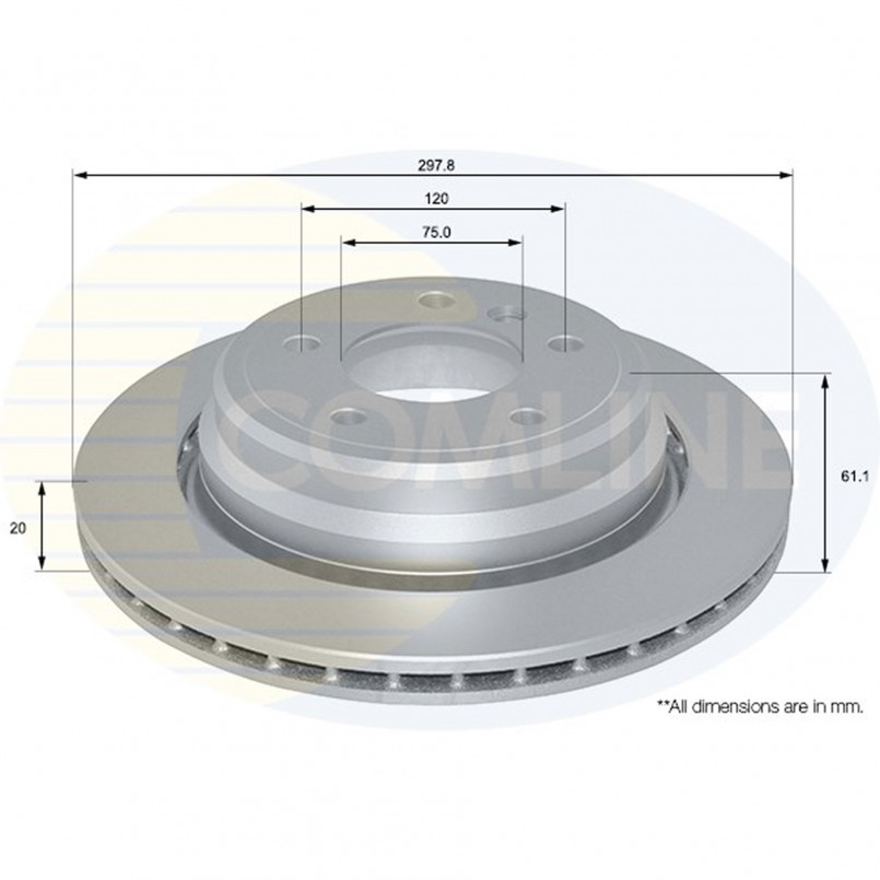 ADC1733V Comline - Диск гальмівний вентильований з покриттям