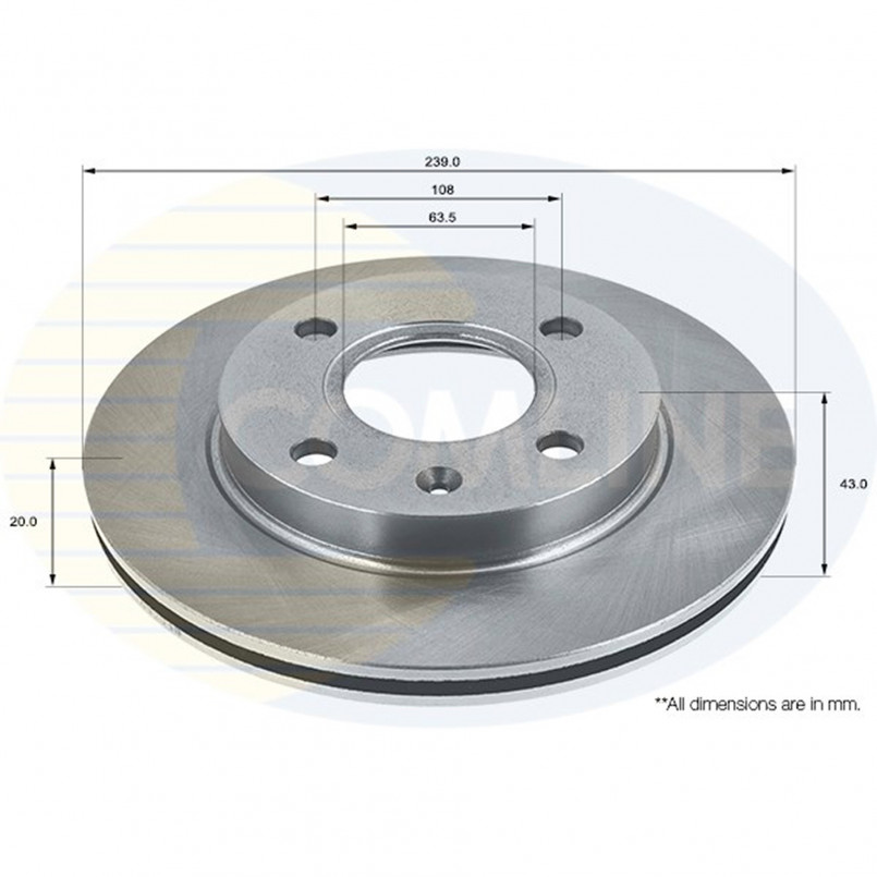 ADC0440V Comline - Диск гальмівний вентильований з покриттям