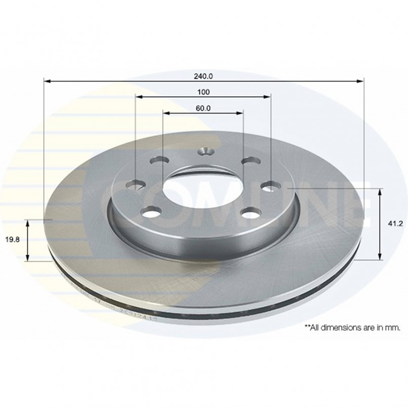 ADC1123V Comline - Диск гальмівний вентильований з покриттям