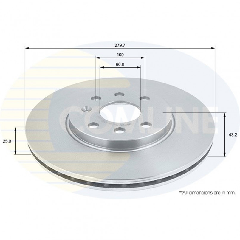 ADC1131V Comline - Диск гальмівний вентильований з покриттям