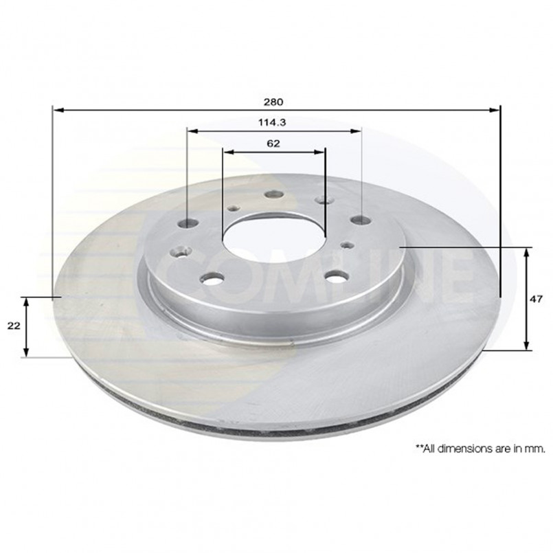 ADC1830V Comline - Диск гальмівний вентильований з покриттям