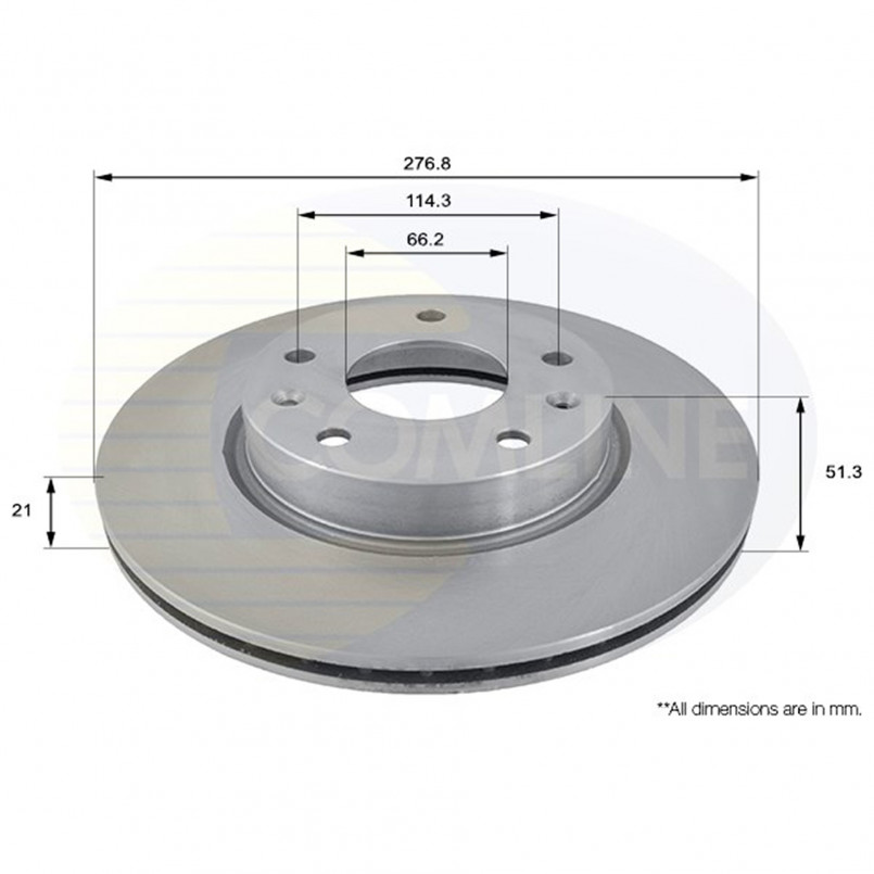 ADC1309V Comline - Диск гальмівний вентильований з покриттям