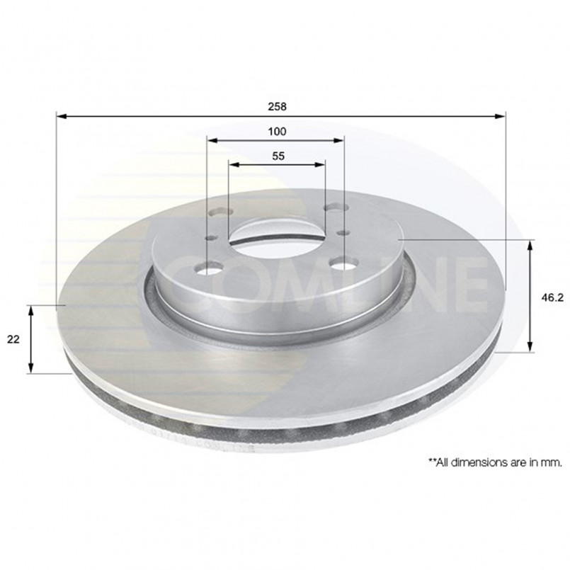 ADC01133V Comline - Диск гальмівний вентильований з покриттям