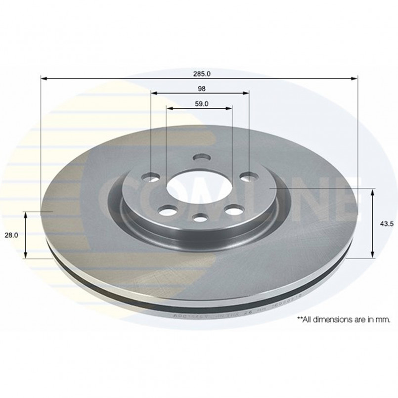 ADC1546V Comline - Диск гальмівний вентильований з покриттям
