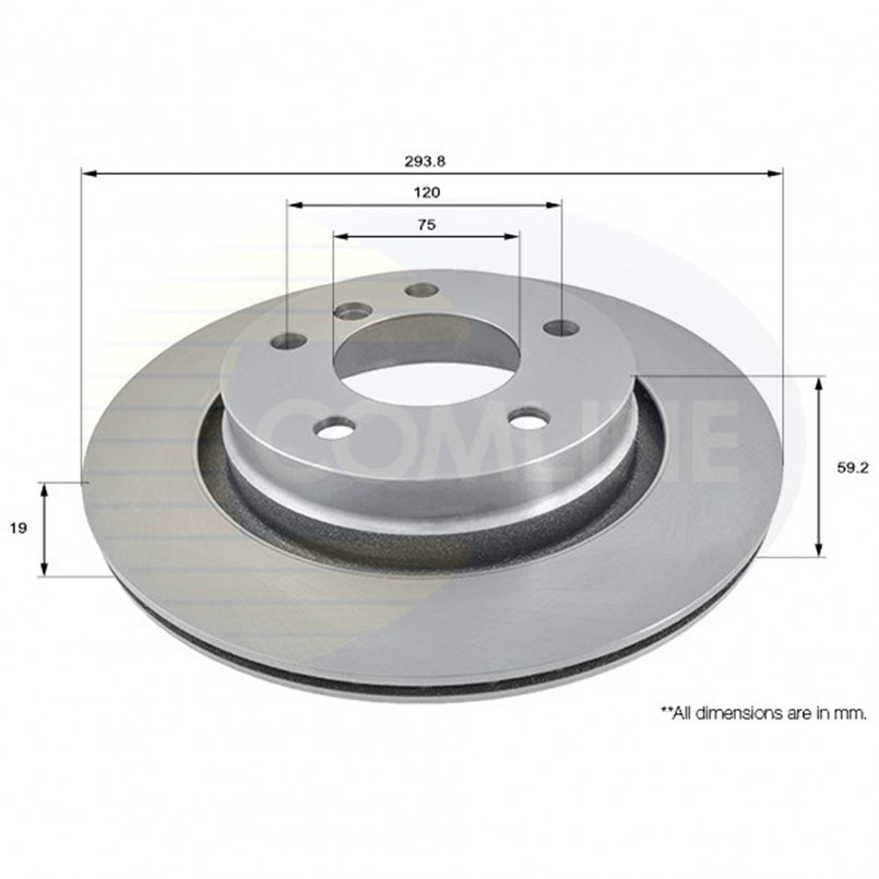 ADC1723V Comline - Диск гальмівний вентильований з покриттям